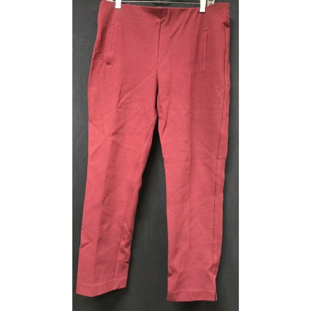 Chicos Crop Ankle Pants Size 2 Large Maroon Burgundy Stretch Pull On